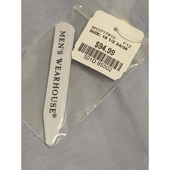 New Pronto Uomo Shirt Classic Fit long sleeve Blue 18 1/2 - 34/35 - Picture 3 of 5